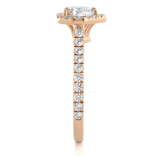 1.50 Carat Heart Shape Moissanite Halo Engagement Ring In Rose Gold