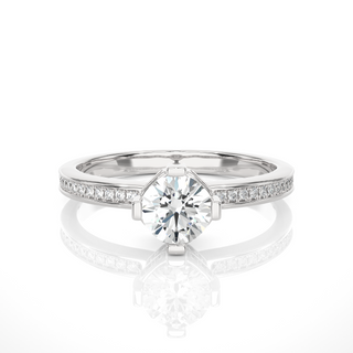1.40 Ct Round Moissanite Hidden Halo Ring In White Gold For Women's