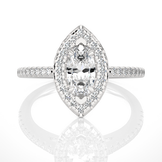 1.50 Ct Marquise Cut Moissanite Halo Engagement Ring In Yellow Gold