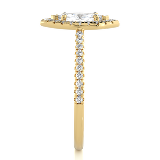 1.50 Ct Marquise Cut Moissanite Halo Engagement Ring In Yellow Gold