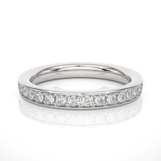 0.5 Ct Moissanite Bead Bright Setting Wedding Band In Silver