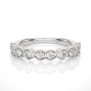 1 Ct Round Moissanite Wedding Band For Women In Yellow Gold