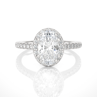 2 Ct Oval Cut Moissanite Halo Engagement Ring In White Gold