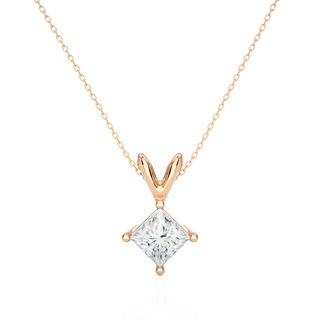 0.5 Carat Princess Cut Solitaire Moissanite Pendant in Rose Gold