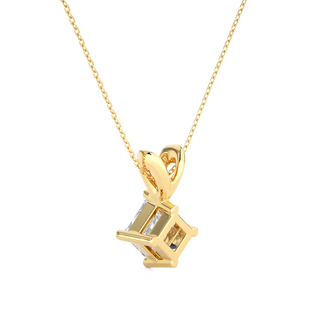 0.5 Carat Princess Shaped Moissanite Solitaire Pendant in Yellow Gold