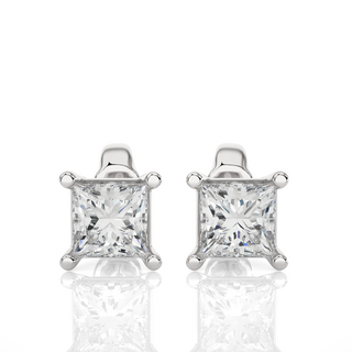 1 Ct Princess Cut Moissanite Solitaire Stud Earrings In Rose Gold