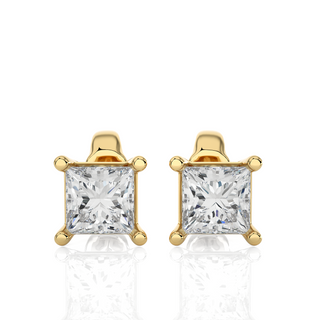 1 Ct Princess Cut Moissanite Solitaire Stud Earrings In Rose Gold