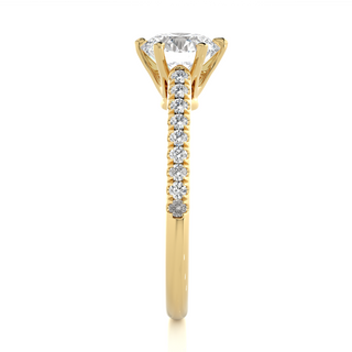 1.50 Ct Round Moissanite Six Prong Engagement Ring In Yellow Gold