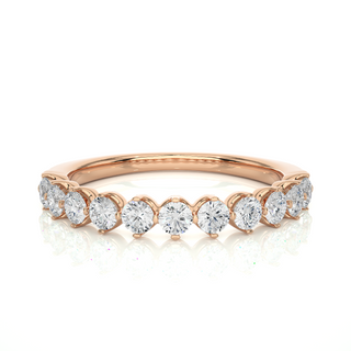 1 Ct Round Moissanite Bar Set Half Eternity Band In Yellow Gold