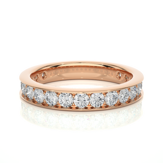 1.50 Ct Round Moissanite Channel Setting Wedding Band In Yellow Gold