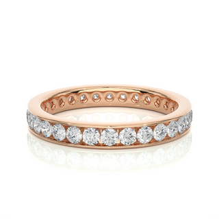 2 Ct Round Moissanite Pave Setting Band In Rose Gold
