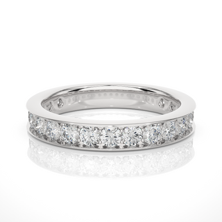 1.50 Ct Round Moissanite Channel Setting Wedding Band In Rose Gold