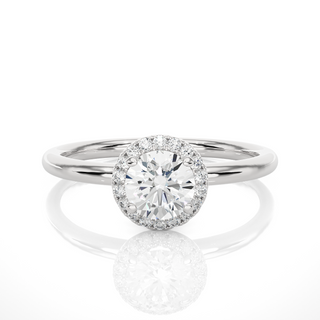 0.50 Ct Round Moissanite Halo Engagement Ring In Rose Gold