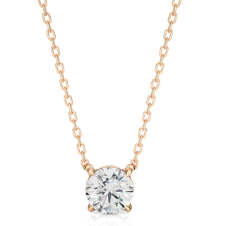 1 Carat Round Moissanite Solitaire Pendant In Yellow Gold