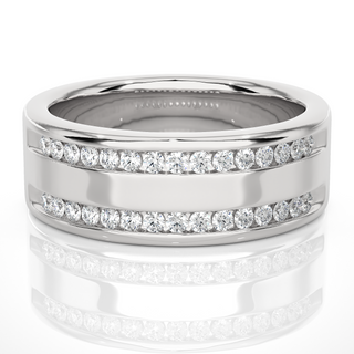 1 Ct Round Moissanite Two Row Wedding Band In Rose Gold