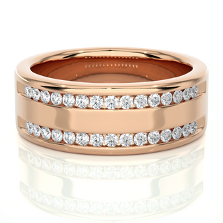 1 Ct Round Moissanite Two Row Wedding Band In Silver