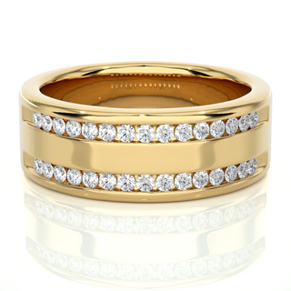 1 Ct Round Moissanite Two Row Wedding Band In Rose Gold