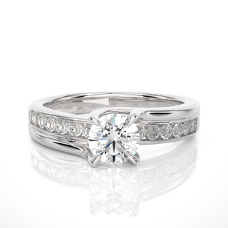 1.50 Ct Round Moissanite Bypass Channel Set Ring In White Gold