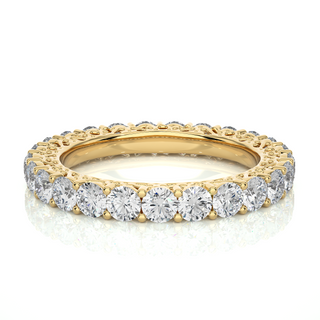 2 Carat Filigree Design Round Moissanite Eternity Band In Yellow Gold