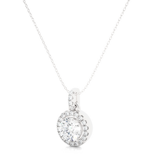 Round Stone with Halo Moissanite Pendant silver