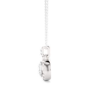 Round Stone with Halo Moissanite Pendant white gold