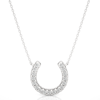 0.5 Ct Horse Shoe Design Round Stone Moissanite Pendant In Silver