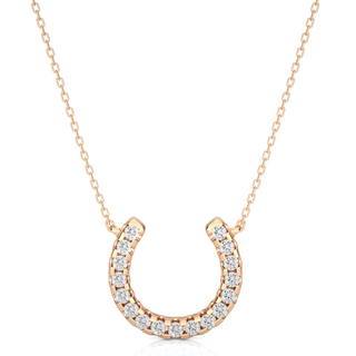 0.5 Ct Horse Shoe Design Round Stone Moissanite Pendant In Rose Gold