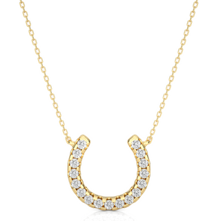 0.5 Ct Horse Shoe Design Round Stone Moissanite Pendant In Yellow Gold