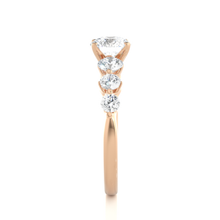 Round cut Seven Stone Moissanite Women's Ring rose gold