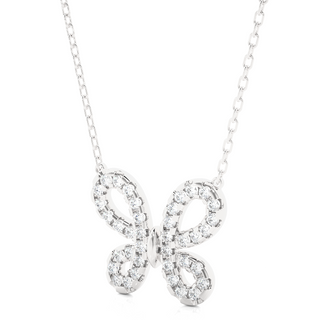 Scallop Pave Butterfly Shape Moissanite Pendant silver