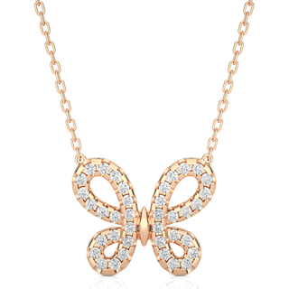 0.5 Ct Scallop Pave Butterfly Shape Moissanite Pendant in Rose Gold