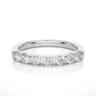 0.5 Ct Round Moissanite Seven Stone Wedding Band In Rose Gold