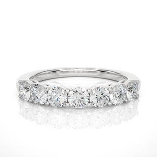 1 Ct Round Moissanite Seven Stone Half Eternity Band In Rose Gold