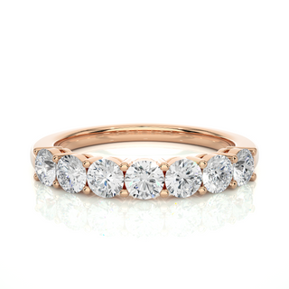 1 Ct Round Moissanite Seven Stone Half Eternity Band In White Gold