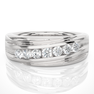 1.50 Carat Seven Stone Round Shape Moissanite Band in Rose Gold