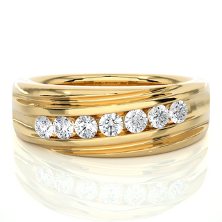 1.50 Carat Seven Stone Round Shape Moissanite Band in Rose Gold