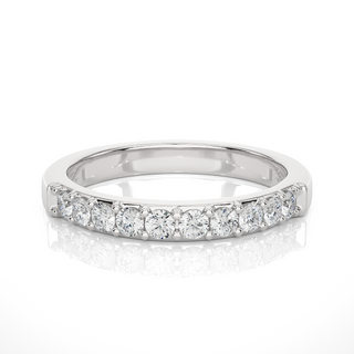 1 Ct Round Moissanite Pave Set Wedding Band In Rose Gold