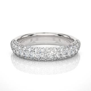 1 Carat Three Row Moissanite Pave Set Wedding Band In Yellow Gold
