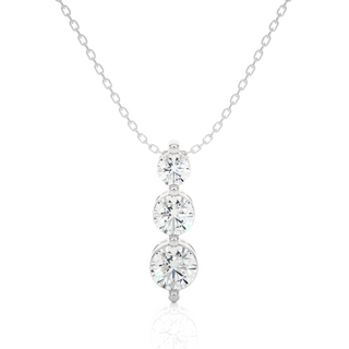 1 Ct Round Cut Three Stone Moissanite Pendant For Women in Silver