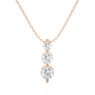 1 Ct Round Cut Three Stone Moissanite Pendant For Women in Rose Gold