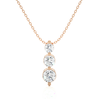 1 Ct Round Cut Three Stone Moissanite Pendant For Women in Silver