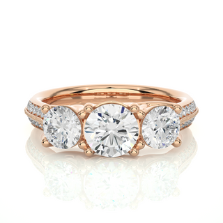 2.50 Carat Round Two Row Pave Set Moissanite Ring in White Gold