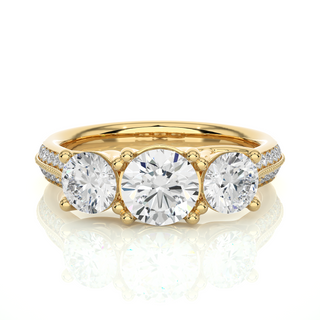 2.50 Carat Round Two Row Pave Set Moissanite Ring in White Gold