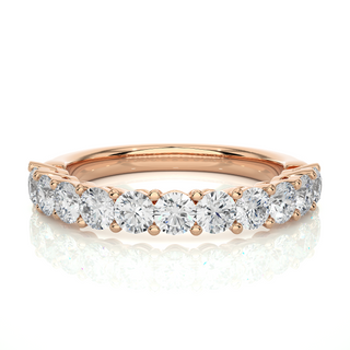 1 Carat Round Moissanite Traditional Shank Half Eternity Band In White Gold