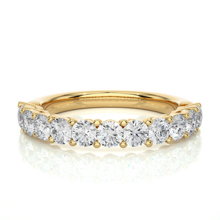 1 Carat Round Moissanite Traditional Shank Half Eternity Band In White Gold