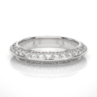 1 Ct Round Cut Moissanite Two Row Wedding Band In Yellow Gold