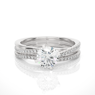 1.50 Carat Round Moissanite Bridal Set Wedding Ring In Rose Gold
