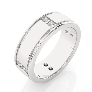 0.50 Carat Round Moissanite Wedding Band in White Gold