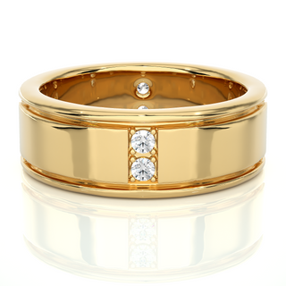 0.50 Ct Bezel Set Moissanite Wedding Band in Yellow Gold