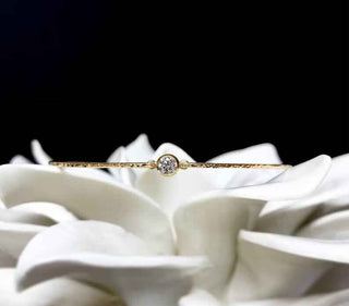 1 Ct Round Bezel Setting Moissanite Bangle Bracelet in Yellow Gold